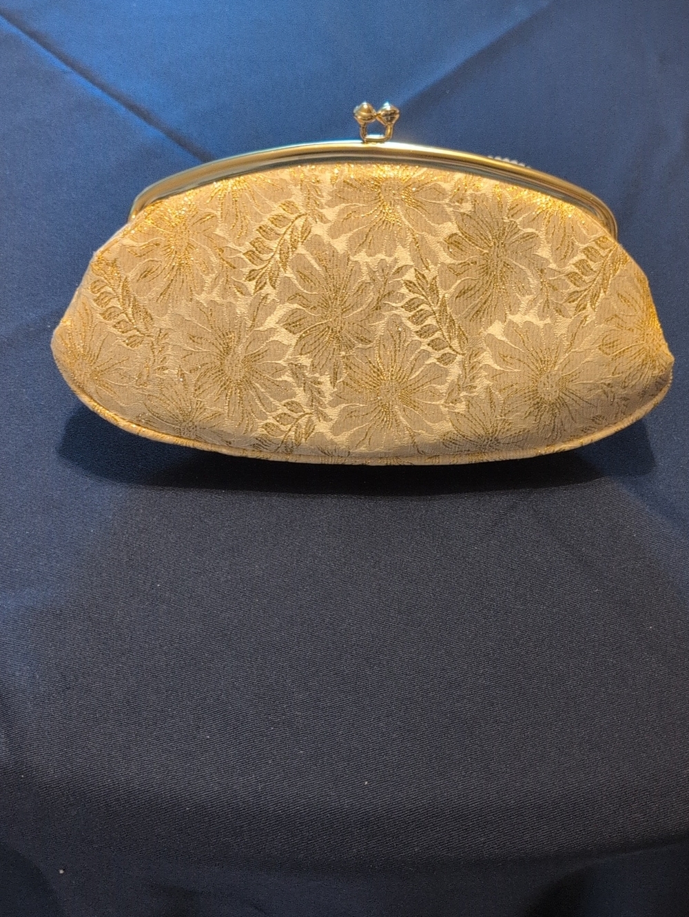 Vintage Avon by Kadin Gold Floral Embroidered Clutch - Women's Evening Bag